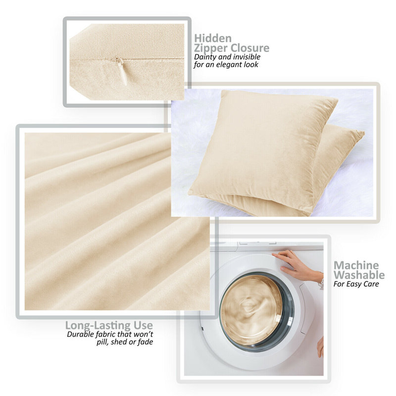 Large Big Cushion Covers Velvet Extra Soft 22 X 22" In 55 x 55 cm - Lime Green, Beige