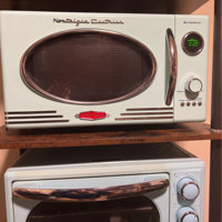 Nostalgia 0.9 cu. ft. 800 Watt Retro Microwave Oven, Retro Red NRMO9RR -  The Home Depot
