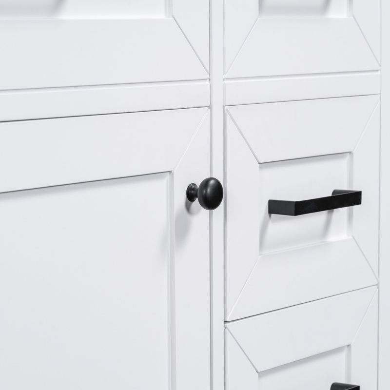 Meuble-lavabo de 30 po - Armoire blanche avec options de rangement à tiroirs, White