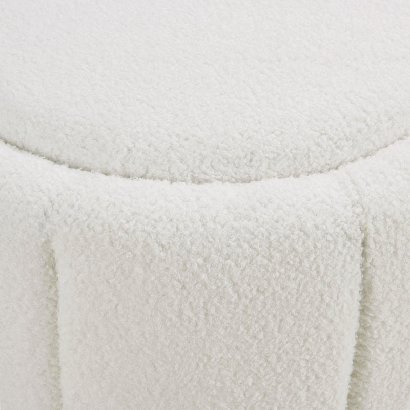 Deambra Storage Ottoman, Ivory Sherpa