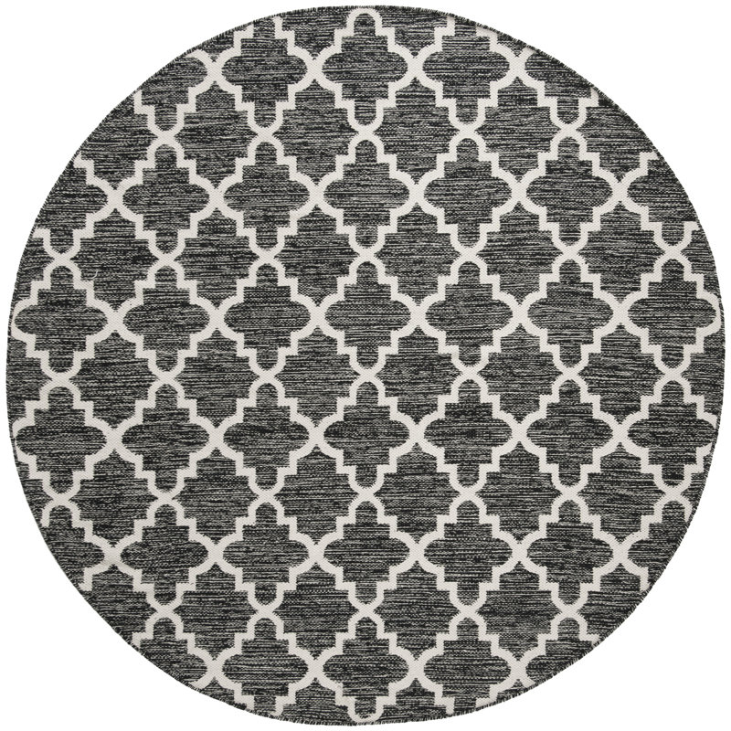 Lockbourne Hand Woven Cotton Geometric Rug, Round 6'