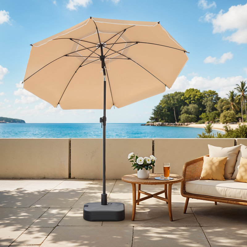 1.6 m Parasol, UPF 50 Plus Beach Umbrella, Fibreglass Ribs, 160cm W x 160cm D, Taupe