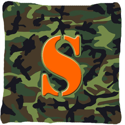 Monogramme initiale Camo intérieur/extérieur Throw Pillow