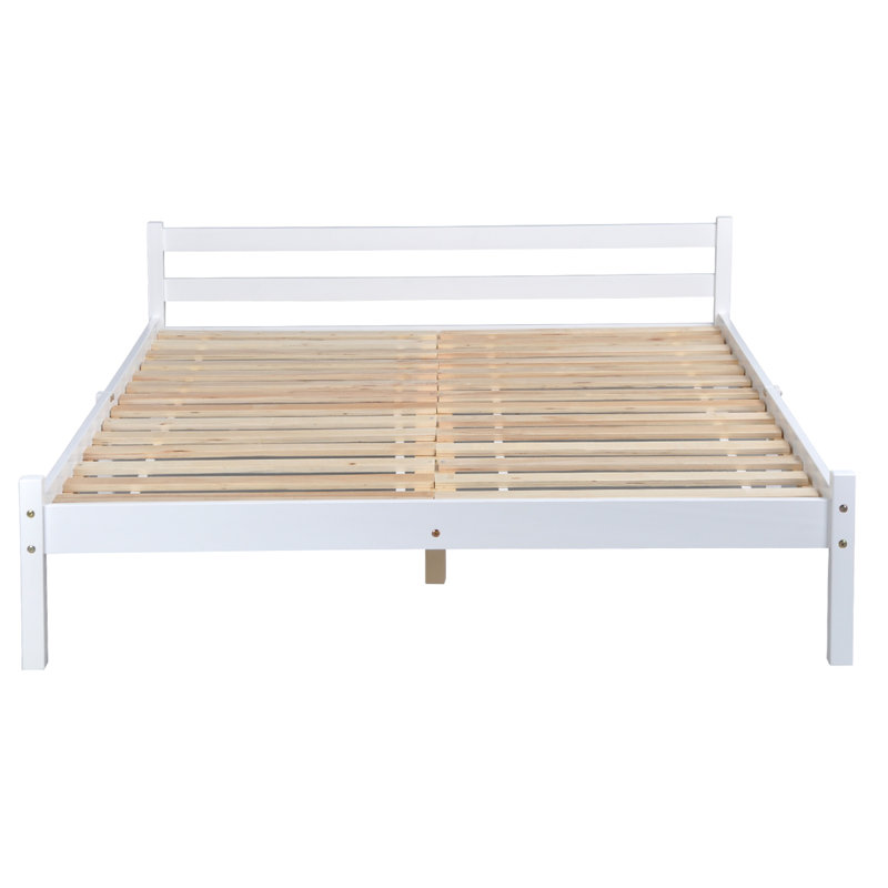 Arkim Solid Wood Bed, White, Double (4'6)