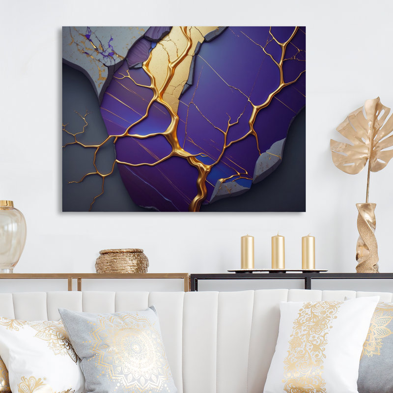 «Abstract Geode Mauve I», reproduction sur toile, 24" H x 32" W, Toile tendue