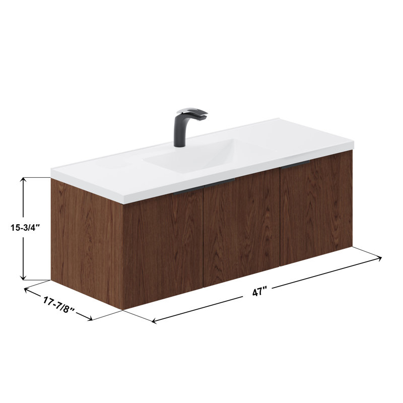 48" Single Vanity Set, Base, Ceramic Top, Walnut
