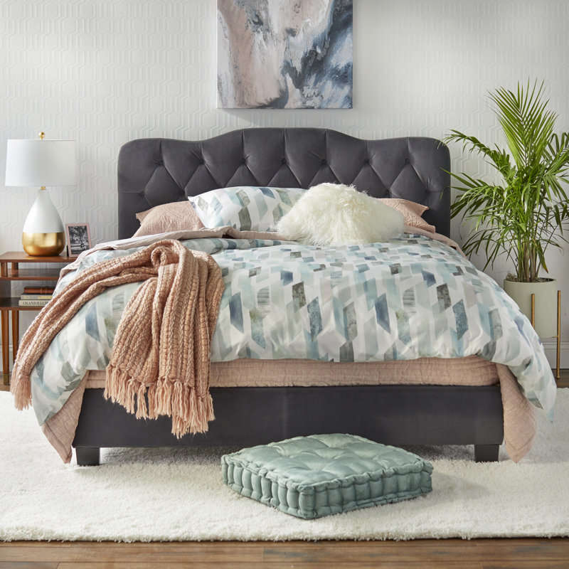Ahmaud Upholstered Standard Bed, Queen, Gray