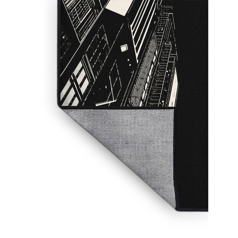 Tapis lavable à la machine avec motifs géométriques modernes et élégants en cyanpunk Alan Gray, 8 x 12