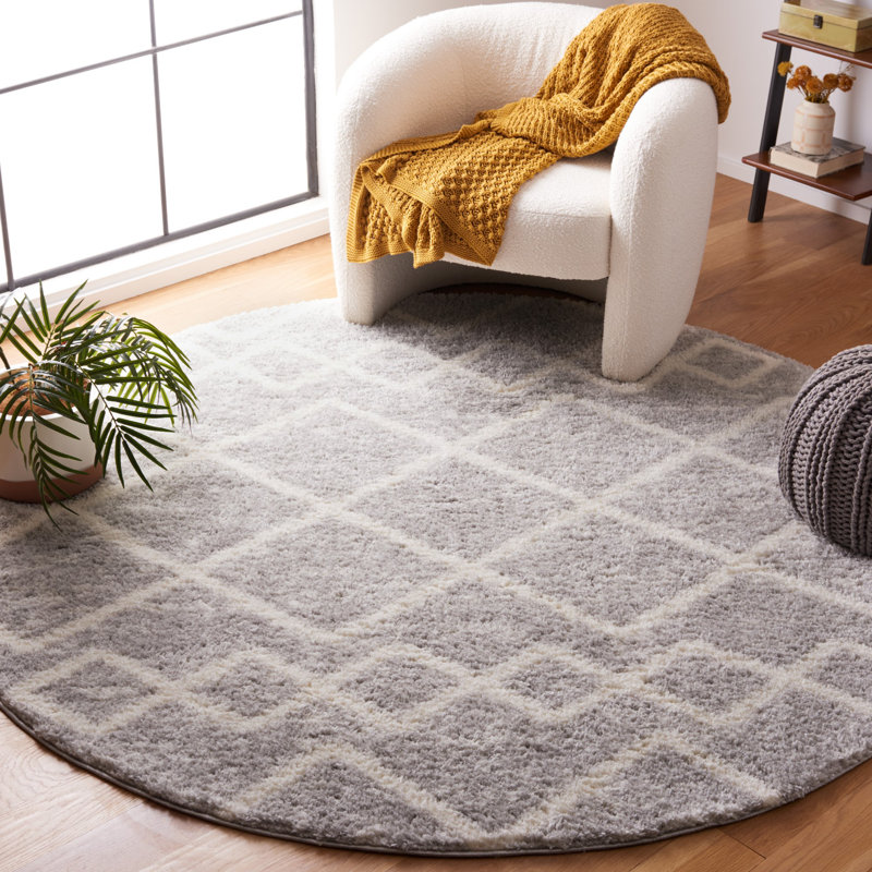 Berber Shag Performance Geometric Rug, Rond 7 pi