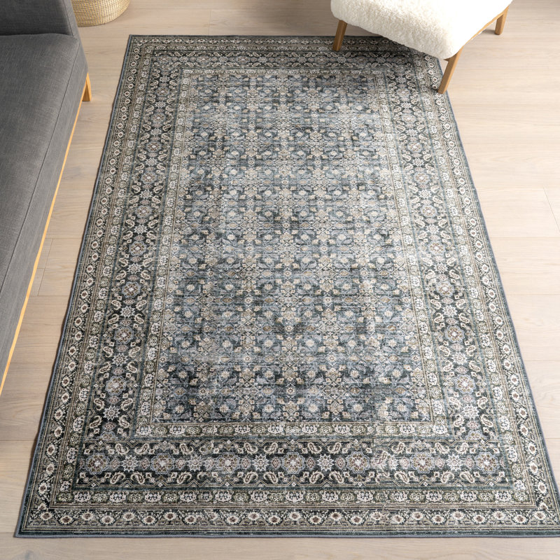 Medallion Machine Washable Area Rug for Living Room Bedroom Dining Room Sage Green/Light Orange