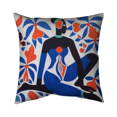Blue Minimalist Abstract Pillow | Pure Yoga – Poly Twill Throw Pillow with Insert, Double-Sided Print