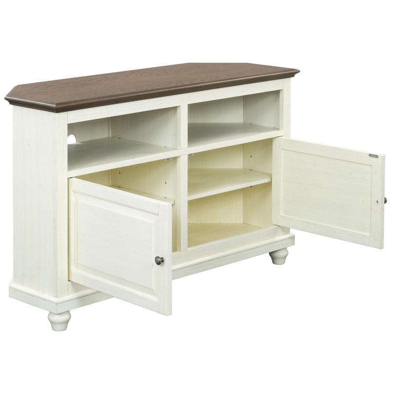 Willoe 50" Corner TV Stand, White, 32.5"H x 50"L x 18"W