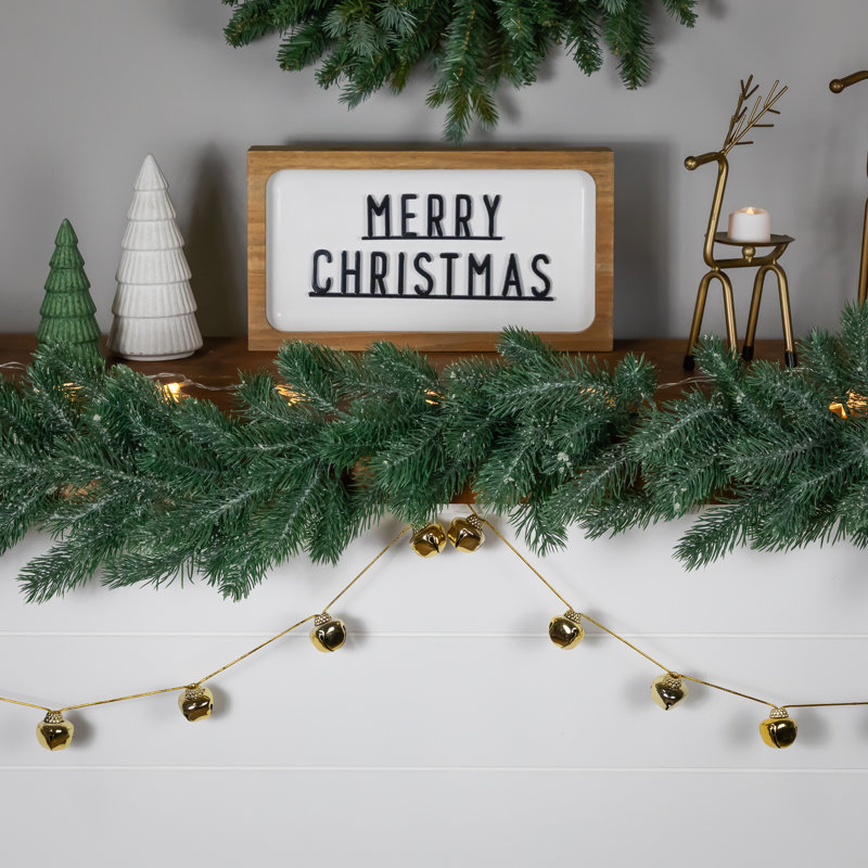 Shiny Metal Jingle Bells Christmas Garland - 7.5' - Green, Gold