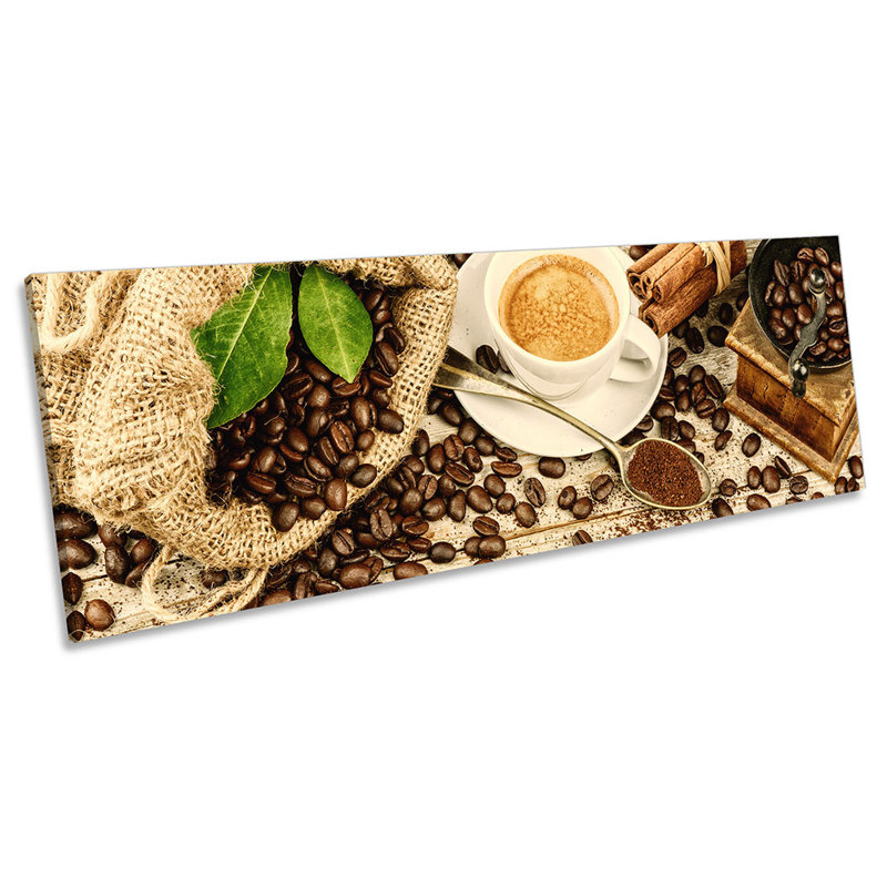 Coffee Cappuccino Café Brown - Wrapped Canvas Panoramic Art Prints, 60.96cm H x 182.88cm W