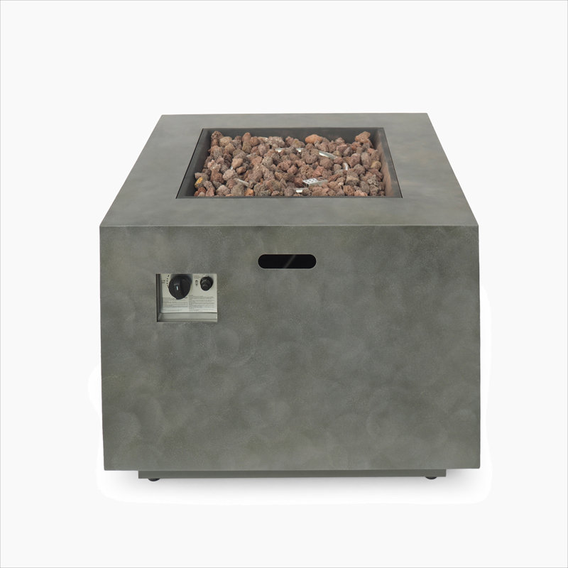 SQUARE IRON FIRE PIT-50 000 BTU, Stone Gray