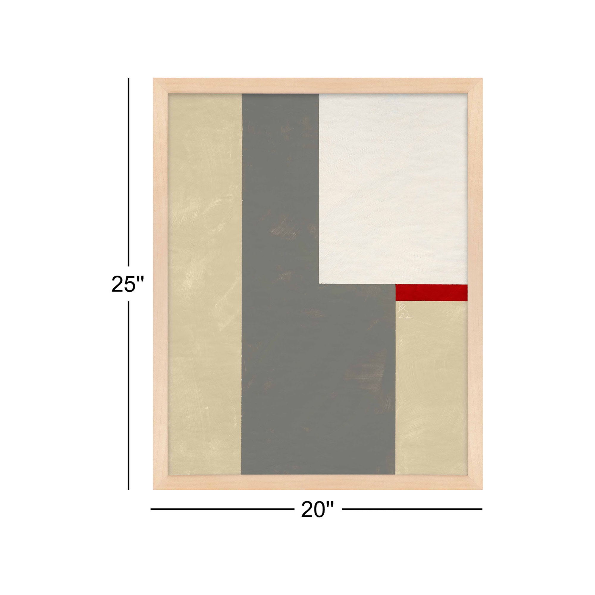 Slice Of Red 2 by Robert Kamnatnik, 25" H x 20" W x 1.25" D, Maple Framed Paper