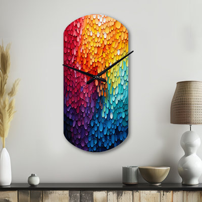 Hardedge Art Contrasting Cadence I - Hard Edge Painting Unique Shape Metal Clock, Modern Freeform Wall Clock Print
