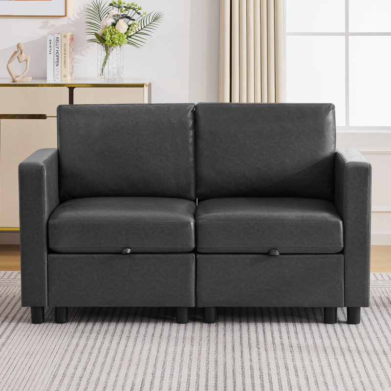 Canapé modulaire en similicuir , 2 Seat, Grey