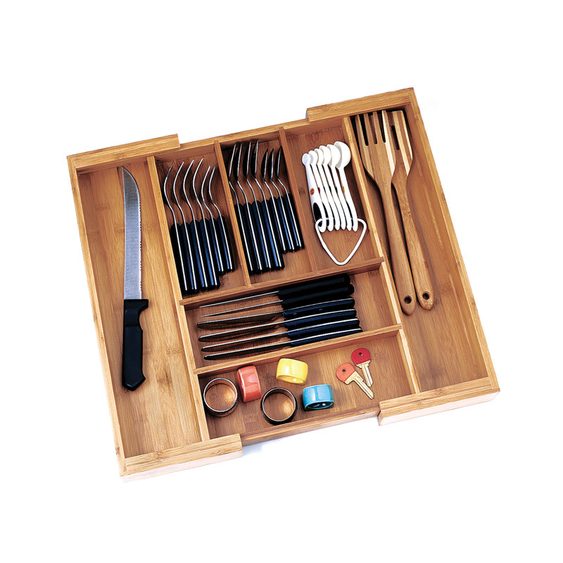 Adjustable Bamboo Expandable Drawer Organizer with Multiple Slots