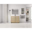 Meuble-lavabo autoportant de 42 po avec lavabo en résine et 2 portes d'armoire à fermeture en douceur, contreplaqué, chêne Dune (KD-PACKING)