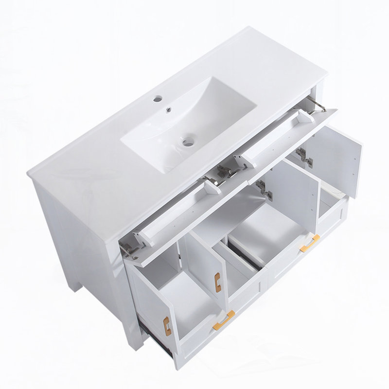 Meuble-lavabo 48 po avec lavabo en céramique, Blanc