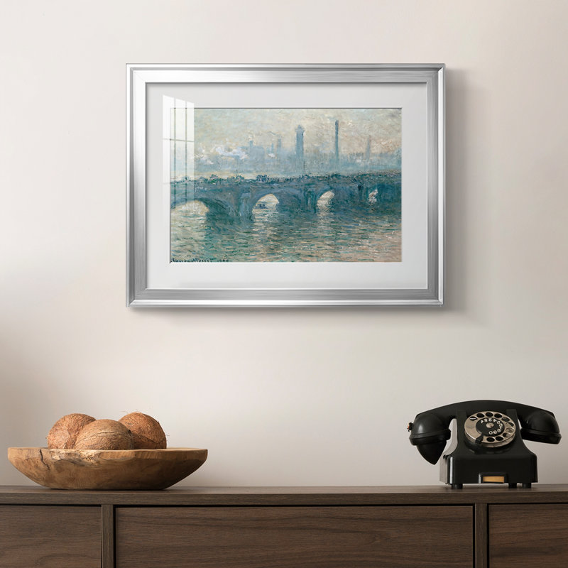 Waterloo Waterloo, London-Claude Monet - reproduction d'art avec passe-partout et verre - 1900, 18.5x24.5, Framed Print