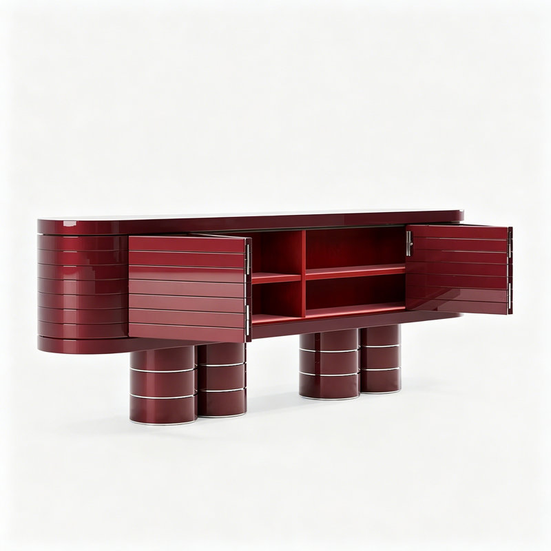 Meuble télé rouge simple et créatif