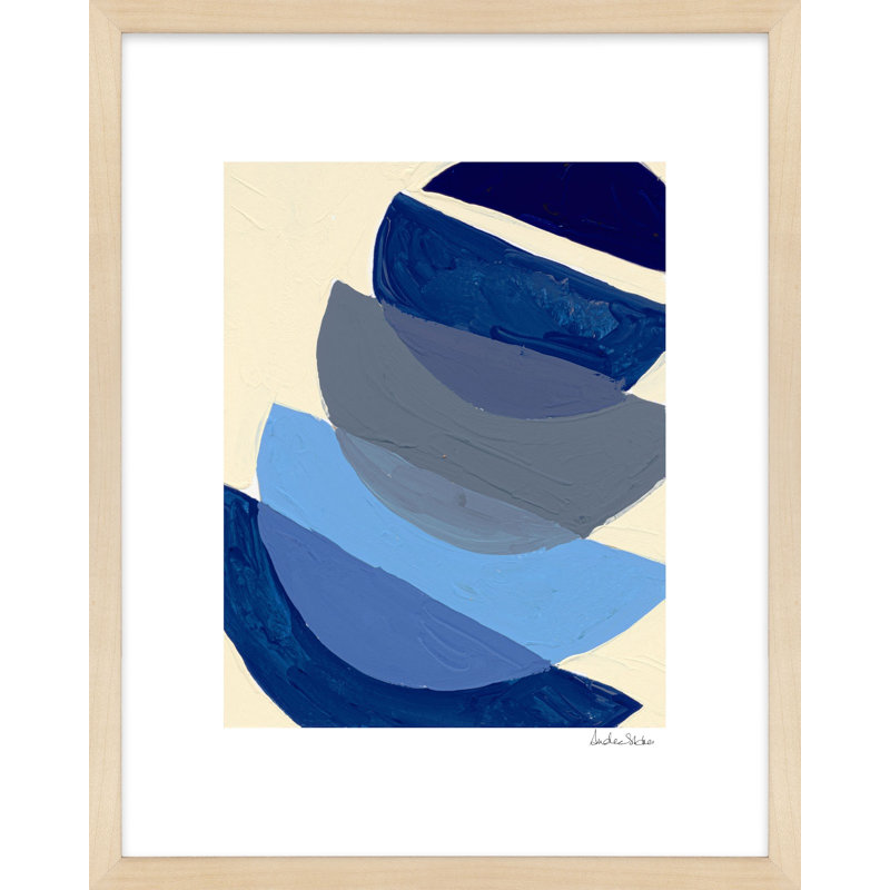 Indigo Ensemble 3 Painting by Andrea Stokes, 30" H x 24" W, Brown Framed
