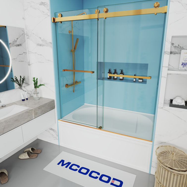 Opal Mirage MCOCOD 56-61" W x 66" H Double Sliding Smooth Anti-Collision Sliding Tub Door with 3/8"(10mm) Clear Glass