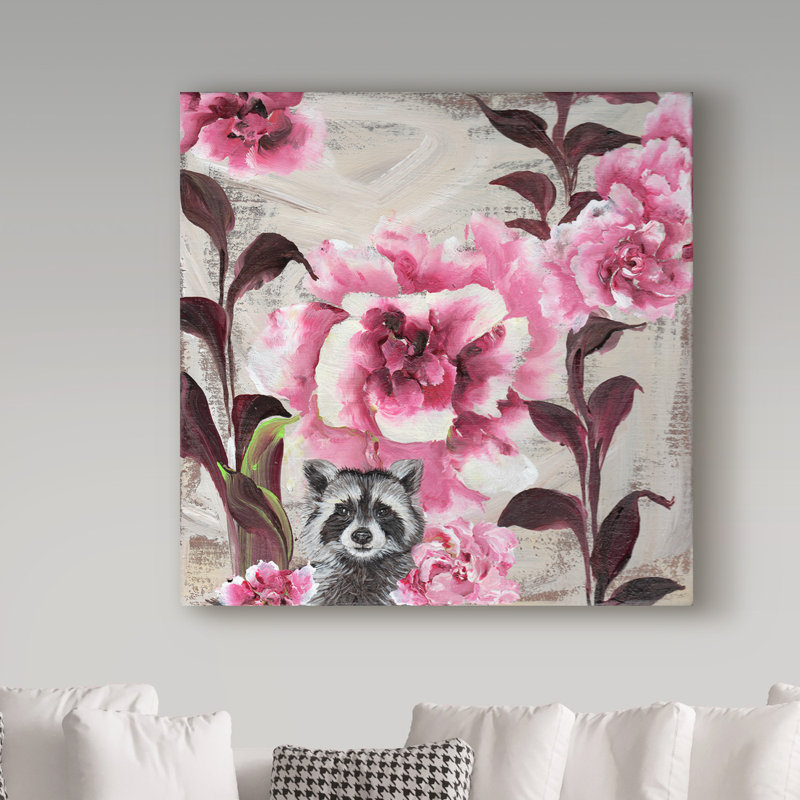 Dougray «Hiding Racoon», reproduction de peinture acrylique sur toile tendue, H 24 po x l 24 po x P 2 po