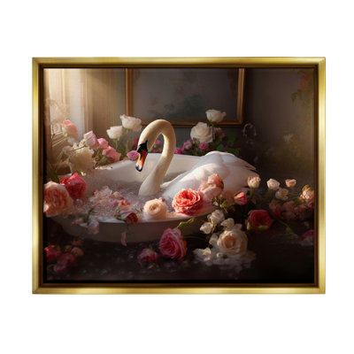 "Swan & Bathroom Roses" par Lazar Studio sur toile