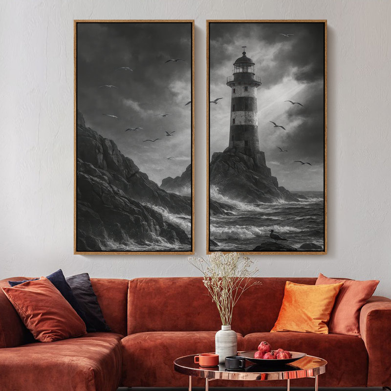 Grand ensemble d'art mural sur toile encadrée, impression de décor nautique spectaculaire , H 60 po x l 20 po, Naturel
