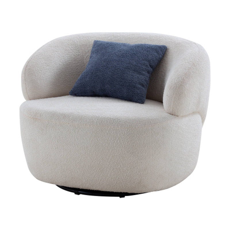 Practical 360° Swivel Barrel Single Chair Boosts Space Charm Ideal For Small Apartment Hangouts & Quiet Reading, Beige