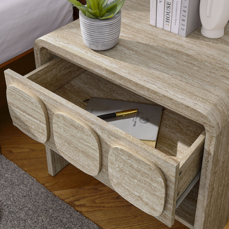 Toscana 1-Drawer Nightstand In Travertine