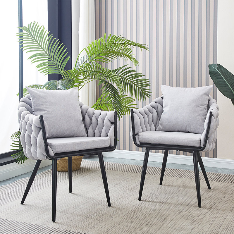 Fauteuil à oreilles en velours Kiarrah, Gris