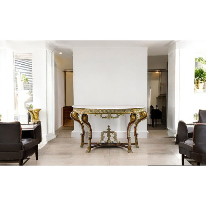 Rosia 62'' W Marble Console Table, White