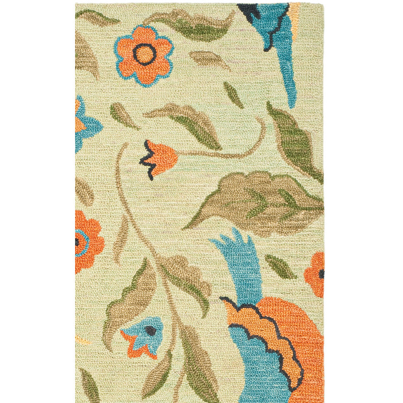 Tapis floral en laine crocheté à la main Alston, Tapis de couloir 2 pi 3 po x 8 pi