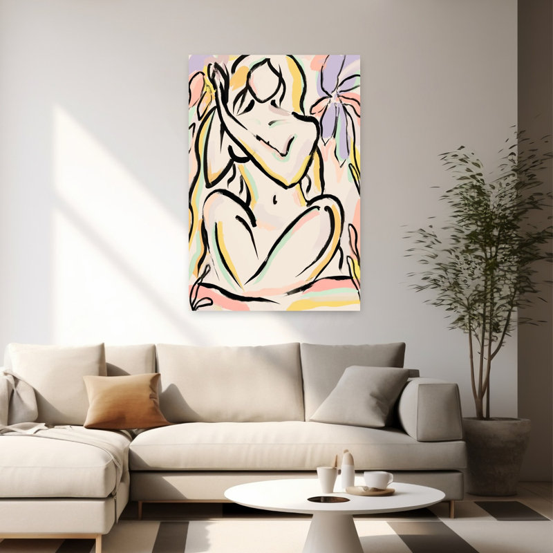 Whimsical Serenity Abstract Colorful Contemporary Flower Wall Art Print, 152.4cm H x 101.6cm W