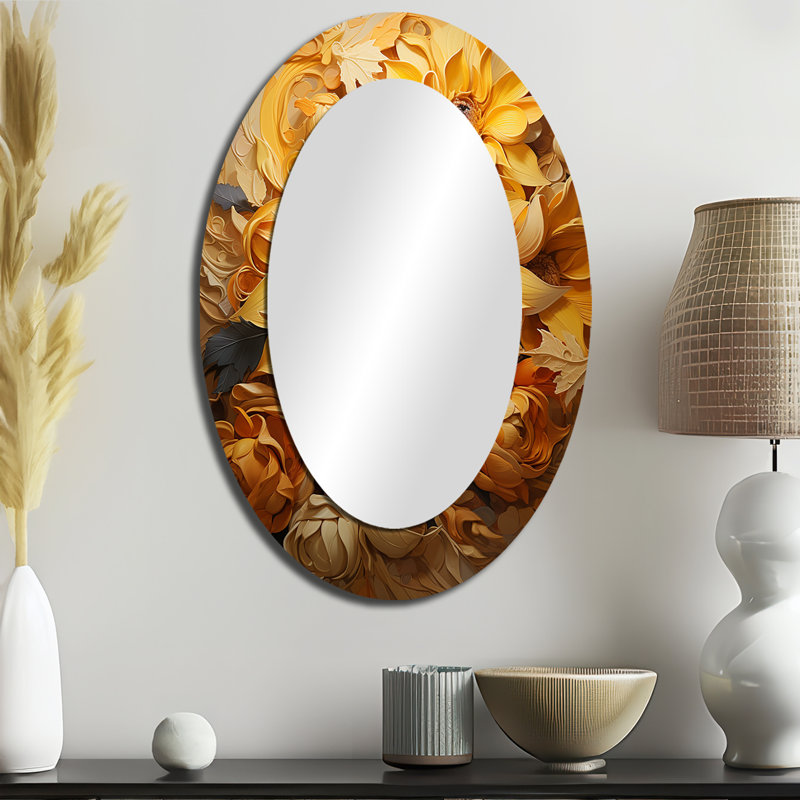 Radiant Reverie Botanical II - Miroir mural moderne ovale, 36 po x 24 po