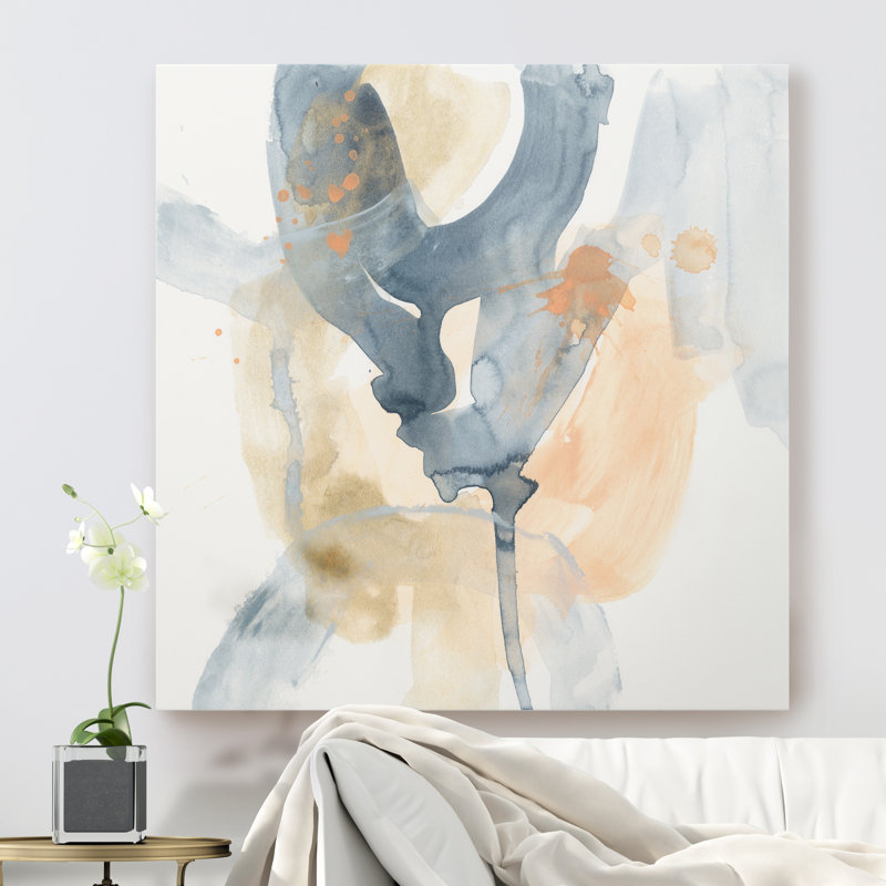«Liquide Blueprint VI», peinture sur toile, H 24 po x l 24 po x P 1 po, Toile tendue