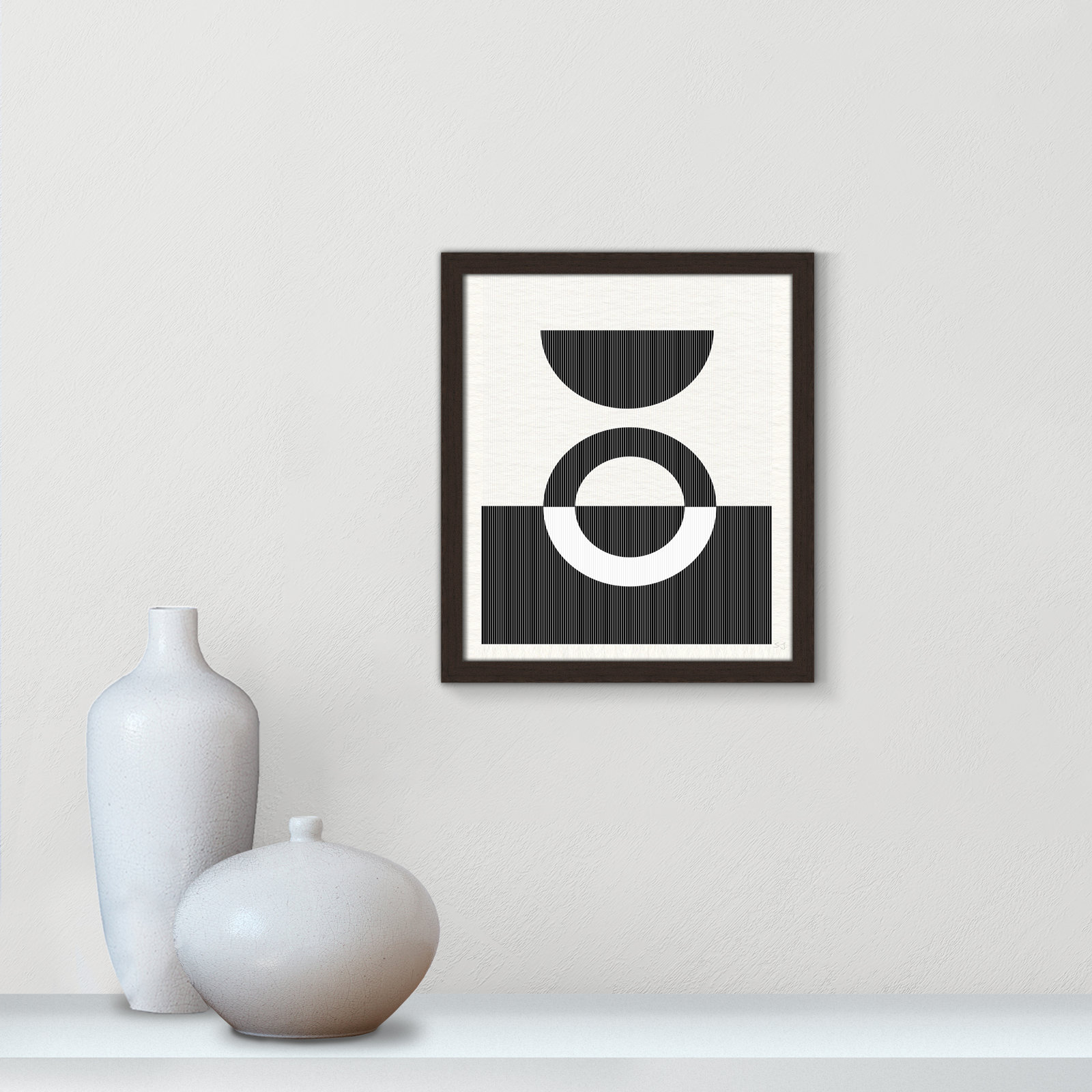 Eclipse III, 15" H x 13" W x 0.75" D, Open Grain Walnut Framed