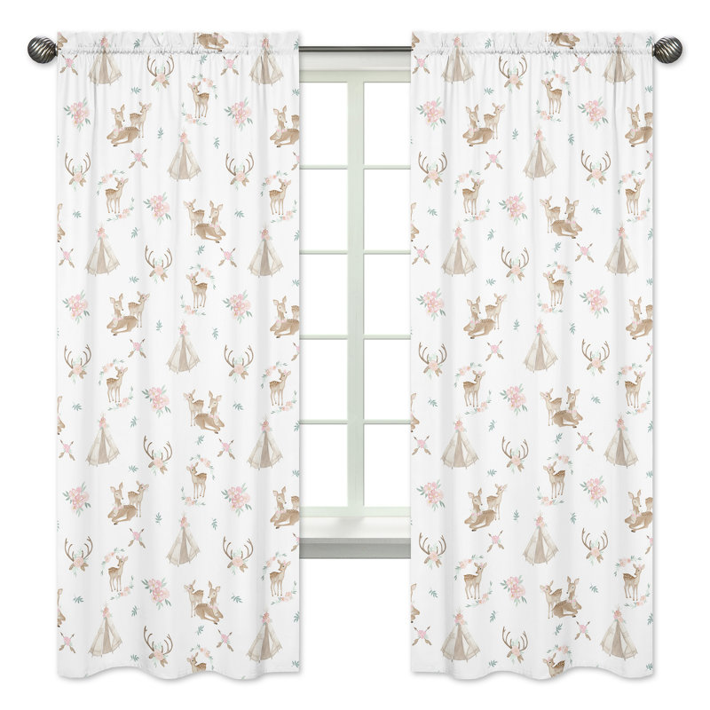 Paire de rideaux semi-transparents avec passe-tringle Deer