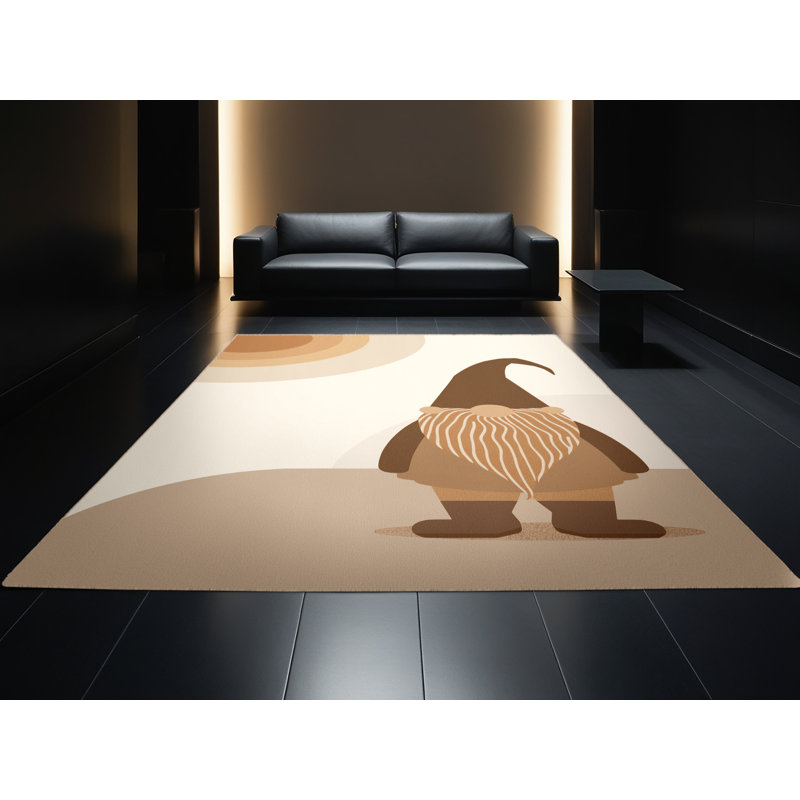 Tapis scandinave beige lavable à la machine Alan Gnome - Reliure beige, 2x4