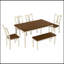 Ensemble de salle à manger classique 6 pièces en bois et 4 chaises avec banc pour la salle à manger de cuisine (brun et blanc chalet)
