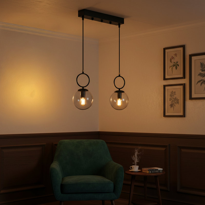 Luminaire suspendu sphère linéaire 2 lumières Kensington