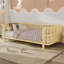Lit plateforme double en bois pour enfants avec garde-corps, lit double en fer avec garde-corps, convenant aux filles et aux garçons (simple, naturel)-129591968-129591967