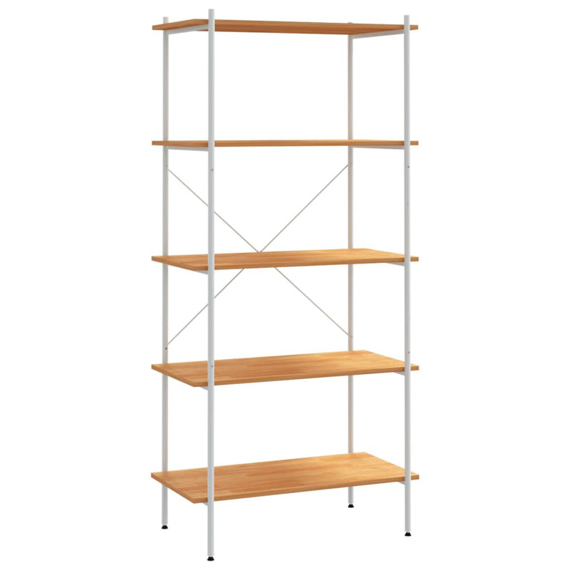 Madiun 80cm W Steel Shelving Unit, White/Oak