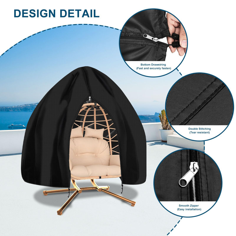 90”X78” Patio Double Egg Chair Covers Waterproof & UV Resistant, Heavy-Duty Zippered Cover For Outdoor Egg Swing Chairs, Hanging Chairs, All-Weather Protection For Garden, Poolside Owners