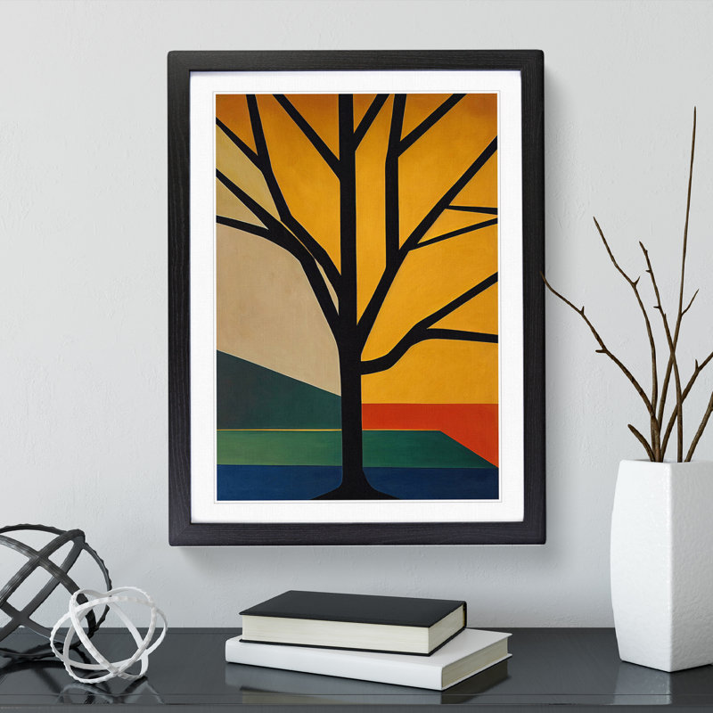 Abstract Tree No.3 - Single Picture Frame Print, Black, 64cm H x 46cm W x 2cm D