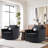 Bronnen Big And Wide Upholstered Black Faux Leather Cushion Swivel Armchair with Removable Back and Seat Cushion (Set of 2)-114161218